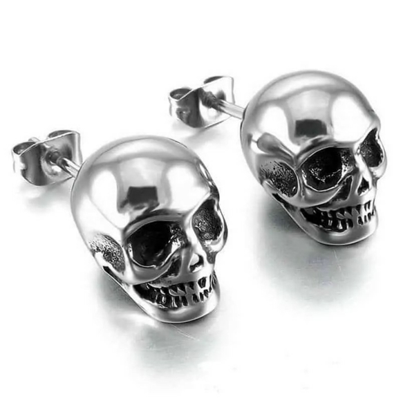 Jewelry - NWT Silver Goth Tiny Punk Skull Stud Earrings!!
